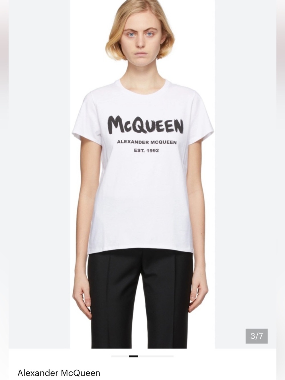 Alexander McQueen
Alexander McQueen White Tee with Black Logo Print 36